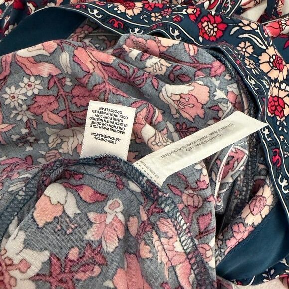 Loft Romper Women's Petite Small Sleeveless Ruffle Boho Printed Casual - Picture 8 of 8